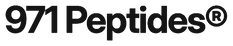 971 Peptides® black wordmark on transparent background